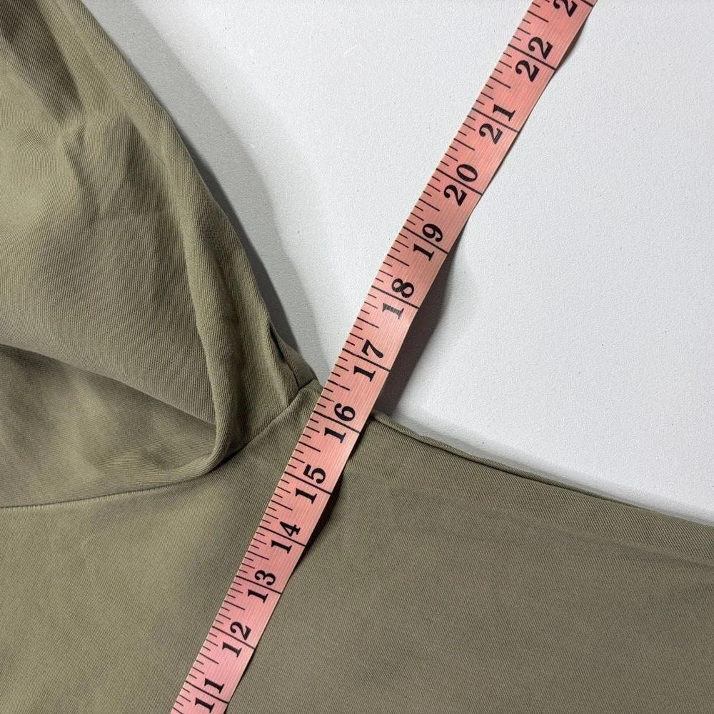 Zara Drop Waist Ruffle Hem Shirt Dress Girls 13-14 Olive Green Long Sleeve